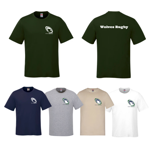 Wolves Rugby Cotton T-Shirt | CX2 Parkour - Left Chest Heat Press & Wolves Rugby on the Back