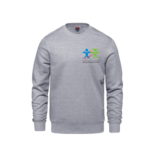 École élémentaire catholique George-Étienne-Cartier Coton Ouaté Crewneck | CX2 Crew - Petit Logo Imprimé