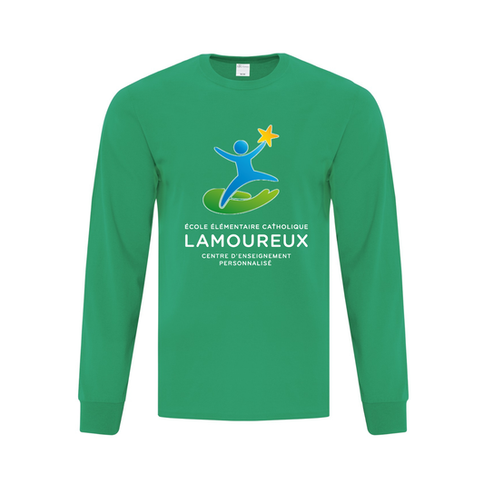 ÉCOLE ÉLÉMENTAIRE CATHOLIQUE LAMOUREUX COTON MANCHES LONGUES ATC AVEC LOGO IMPRIMÉ AU DEVANT