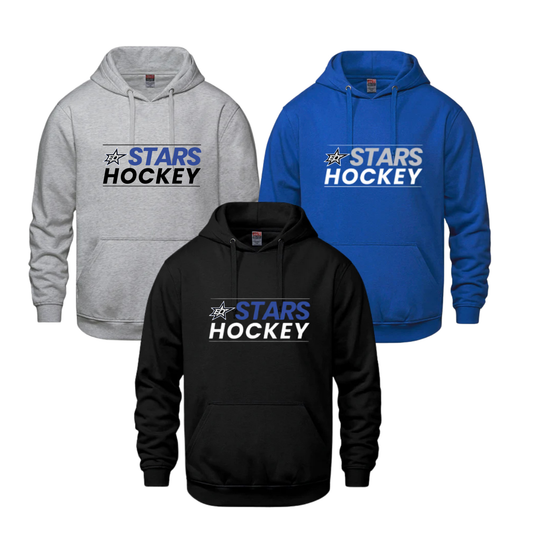 EO STARS HOODIE WITH HEAT PRESS TWILL APPLIQUE EMBROIDERY VAULT