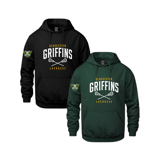 Griffins Hoodie | CX2 Vault - Full Front Lacrosse Sticks Heat Press & Logo on Sleeve
