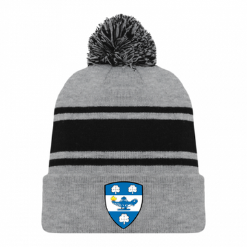 LISGAR COLLEGIATE INSTITUTE POM POM HAT WITH MICROFLEECE LINING WITH EMBROIDERED LOGO ON FRONT