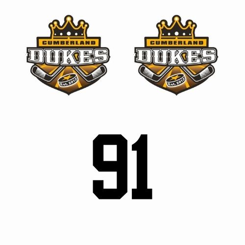 CUMBERLAND DUKES HELMET STICKER CONTAINS 2 LOGOS AND 1 NUMBER