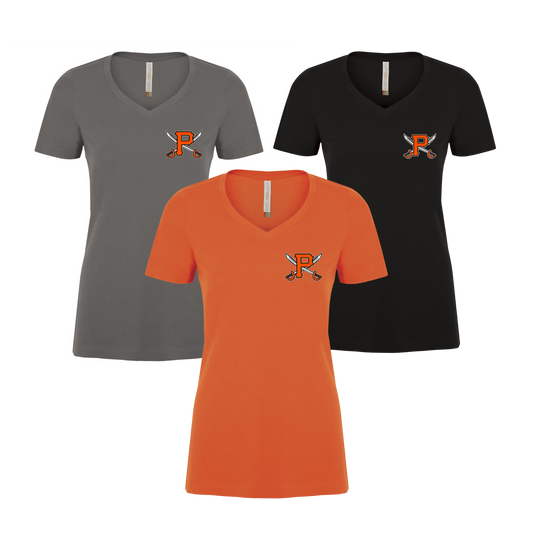 Pirates Women's V-Neck T-Shirt | ATC 8001L - Left Chest Heat Press