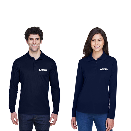 ADGA Long Sleeve Polo | S&S Pinnacle Core365 — Embroidered logo