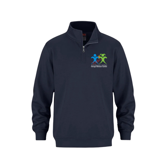 École élémentaire catholique George-Étienne-Cartier Coton Ouaté 1/4 Zip | CX2 Flux - Petit Logo Imprimé