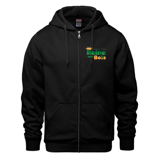 ÉCOLE ÉLÉMENTAIRE CATHOLIQUE REINE DES BOIS FULL ZIP COTTON HOODIE WITH HEAT PRESSED LOGO ON LEFT CHEST