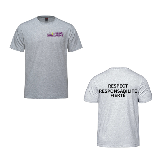 ÉCOLE ÉLÉMENTAIRE CATHOLIQUE SAINT GUILLAUME ATC COTTON TSHIRT WITH LEFT CHEST PRESS ON LOGO AND BACK PRINT