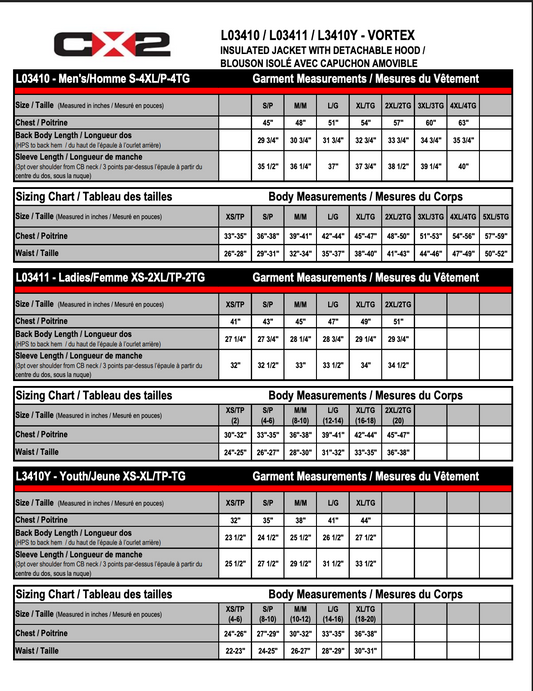 OTTAWA NORTH CX2 VORTEX WINTER JACKET WITH LEFT CHEST EMBROIDERED LOGO YOUTH AND MEN