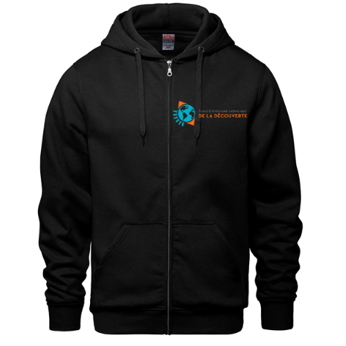DE LA DÉCOUVERTE FULL ZIP HOODIE WITH EMBROIDERED LEFT CHEST LOGO