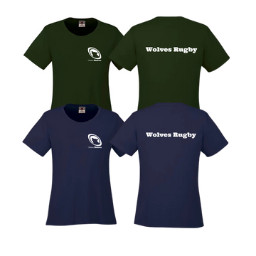 Wolves Rugby Women's Dryfit T-Shirt | CX2 Coast - Left Chest Heat Press & Wolves Rugby on the Back