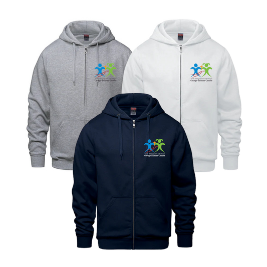 École élémentaire catholique George-Étienne-Cartier Coton Ouaté avec Fermeture Éclair | CX2 Surfer - Petit Logo Imprimé