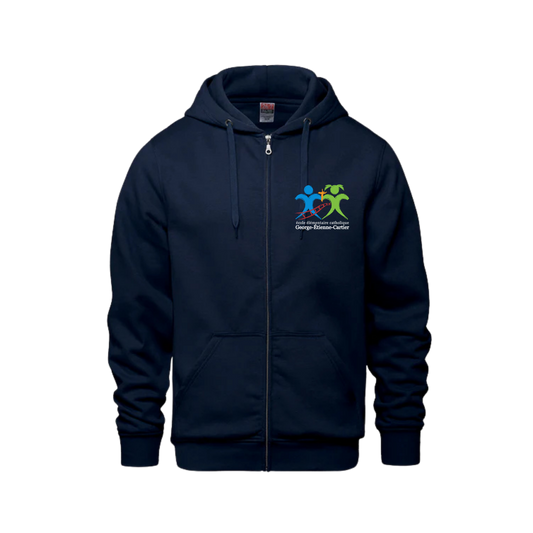 École élémentaire catholique George-Étienne-Cartier Coton Ouaté avec Fermeture Éclair | CX2 Surfer - Petit Logo Imprimé