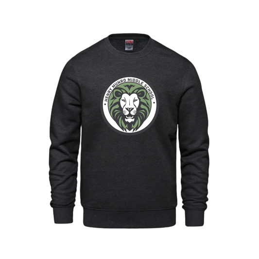 HENRY MUNRO CREWNECK SWEATSHIRT WITH FULL FRONT HEAT PRESS LOGO