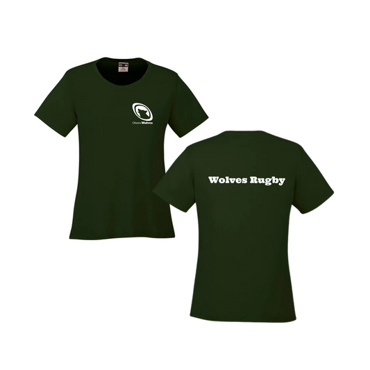 Wolves Rugby Women's Dryfit T-Shirt | CX2 Coast - Left Chest Heat Press & Wolves Rugby on the Back