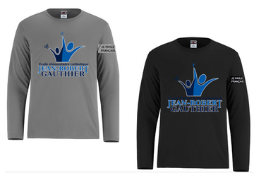 JEAN-ROBERT GAUTHIER DRYFIT LONG SLEEVE TSHIRT ADULT OR YOUTH WITH FULL FRONT HEAT PRESS