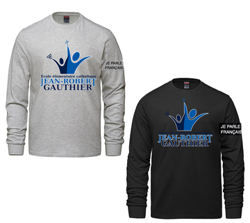 JEAN-ROBERT GAUTHIER COTTON LONG SLEEVE TSHIRT YOUTH OR ADULT WITH FULL FRONT HEAT PRESS