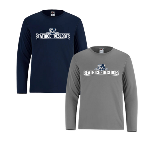 BEATRICE-DESLOGES TSHIRT DRYFIT À MANCHES LONGUES AVEC LOGO IMPRIMÉ AU DEVANT